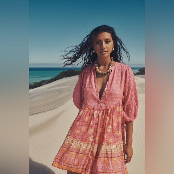 Spell and The Gypsy Collective Utopia Tunic Mini Dress Flamingo NWT! - Picture 3 of 4